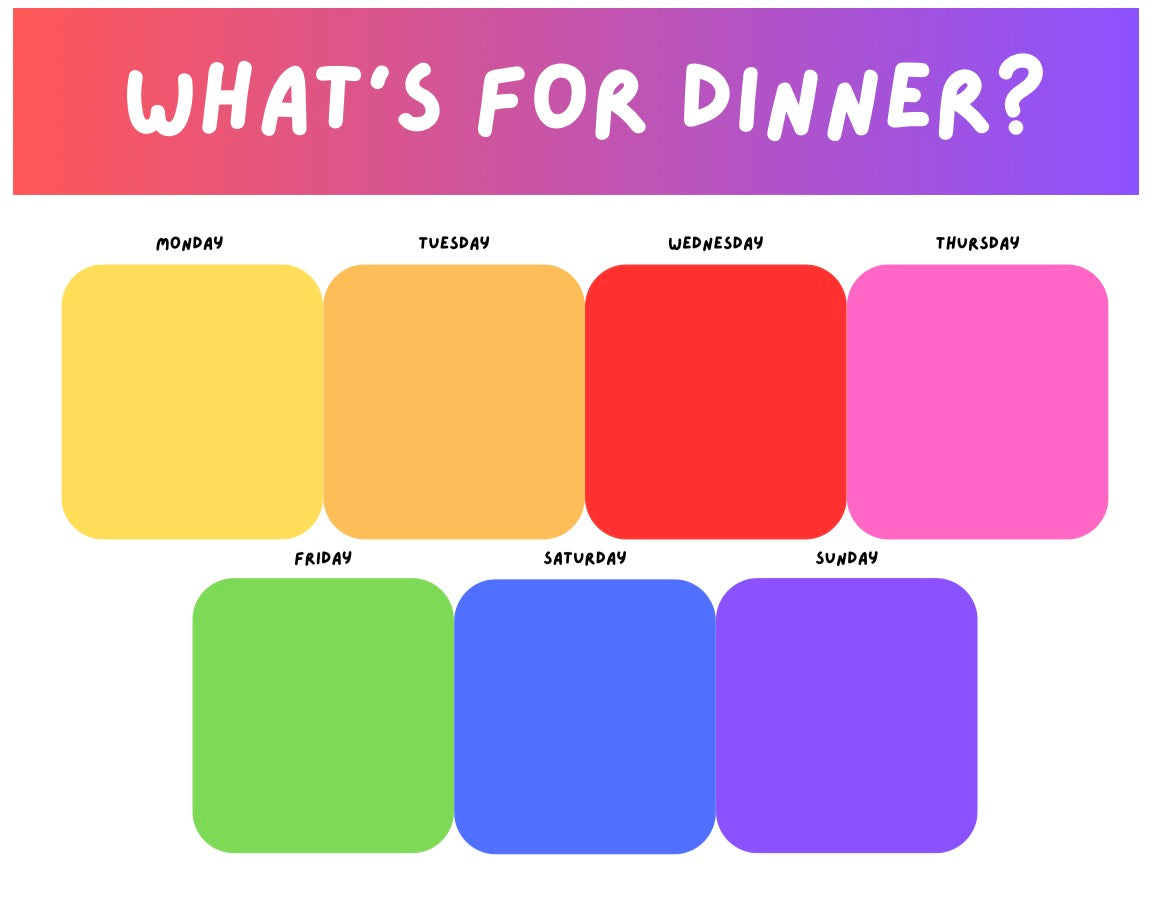 What’s for dinner? Week Magnet Sheet (Magnets Not Included)